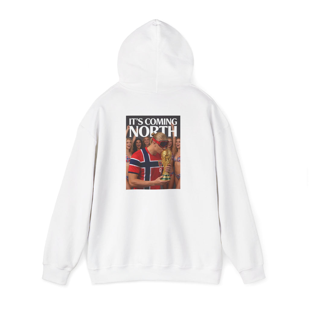Norway Football Fan Hoodie – "It’s Coming North" Back Print Hooded Sweatshirt