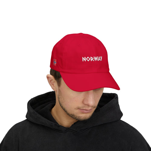 Norway Dad Cap — Embroidered Red Classic Baseball Hat