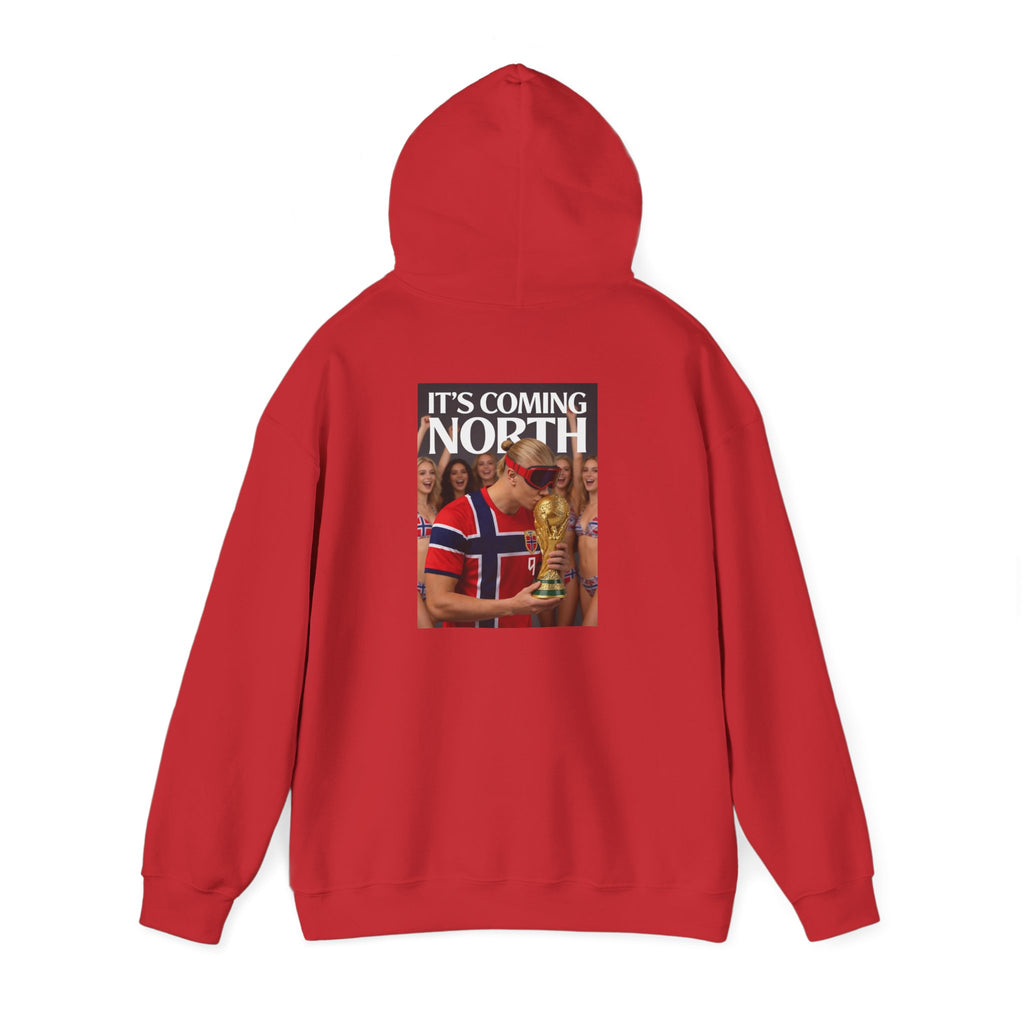 Norway Football Fan Hoodie – "It’s Coming North" Back Print Hooded Sweatshirt