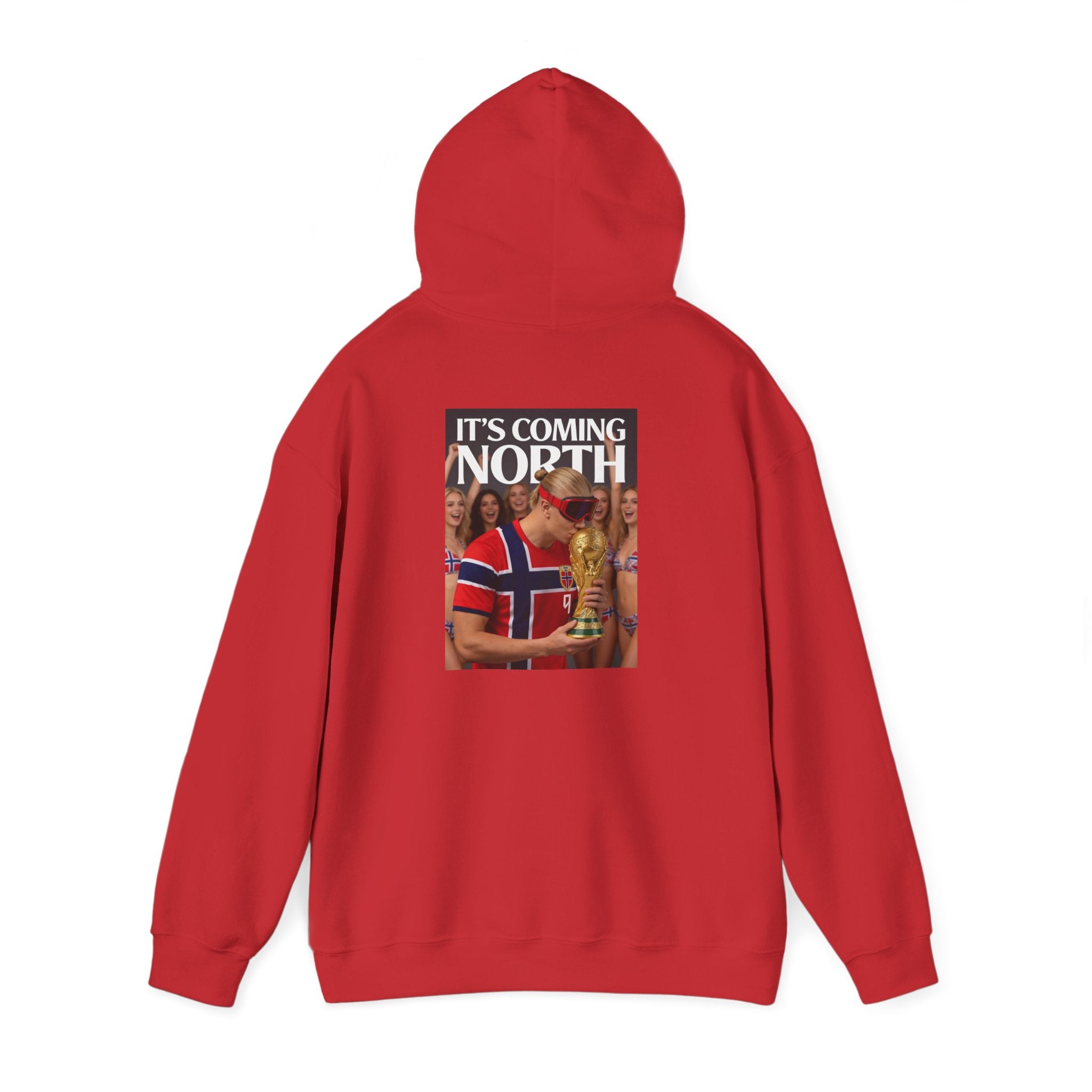 Norway Football Fan Hoodie – "It’s Coming North" Back Print Hooded Sweatshirt